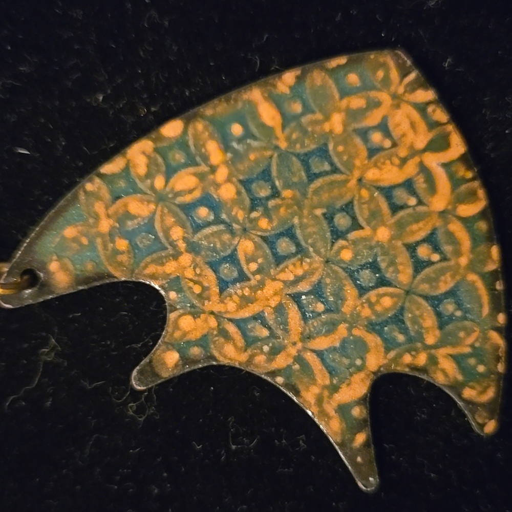 Copper Enamel Fish Necklace And Earring Set